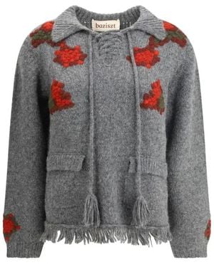 BAZISZT Round-Neck Knitwear - Gris