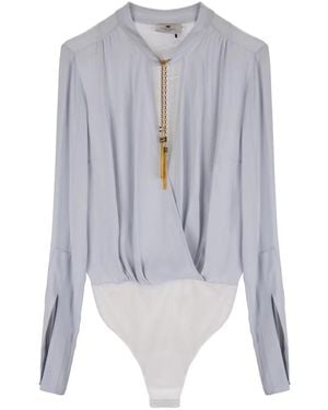 Elisabetta Franchi Viscose Bodysuit Shirt - Blauw