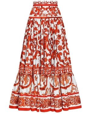 Dolce & Gabbana Floral Print Tiered Maxi Skirt - Rot
