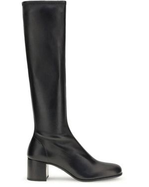 Prada Schoenen ,Zwart ,Leer Lederen Veterlaarzen Met Chunky Zool