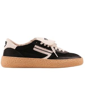 PURAAI Kleurrijke Canvas Sneakers Met Leren Details - Zwart