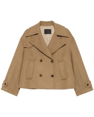 Dondup Jassen ,Bruin ,Wol Double-Breasted Oversized Peacoat - Naturel