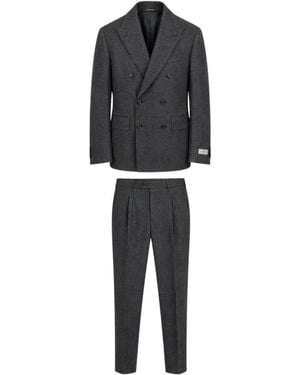 Canali Double Breasted Suits - Black
