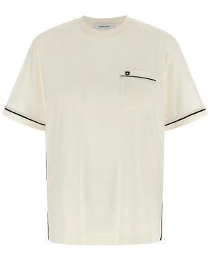 Ferragamo Tops ,Katoen T-Shirt Van Jersey Van Katoen En Kasjmiergaren - Wit