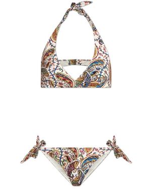 Etro Badmode ,Veelkleurig ,Tweed Paisley Bikini - Wit