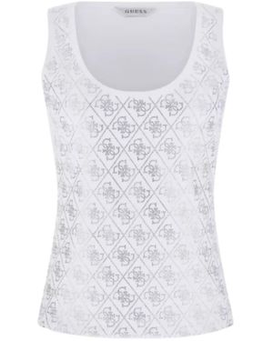 Guess Geribbelde Tanktop - Wit