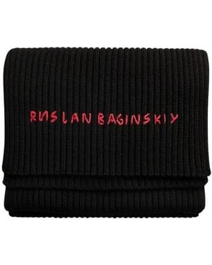 Ruslan Baginskiy Monogram-Geborduurde Wollen Sjaal - Zwart