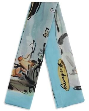 Burberry Accessoires ,Veelkleurig ,Swan Lake Zijden Sjaal - Blauw