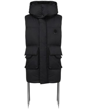 Moncler Gewatteerd Vest Met Logo - Zwart
