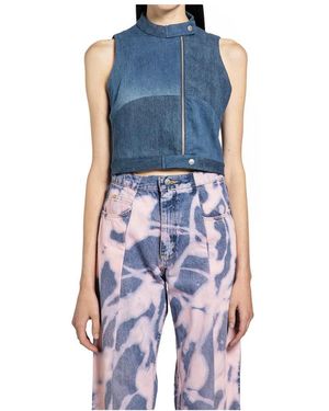 E.L.V. Denim Sleeveless Tops - Blue