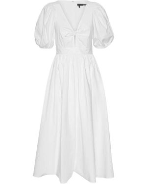 ROTATE BIRGER CHRISTENSEN Elegantes Midi-Kleid Mit Puffärmeln - Weiß