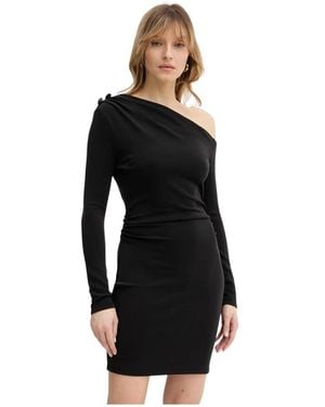 Guess Kleedjes ,Zwart ,Polyester Desiree One-Shoulder Jurk