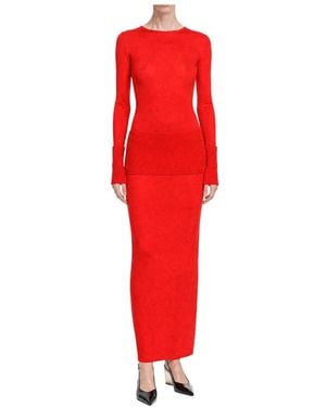 Alaïa Bodycon Jurk Multi Gauge Merino - Rood