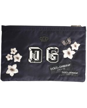 Dolce & Gabbana Blaue Dg Logo Patch Clutch Tasche - Schwarz