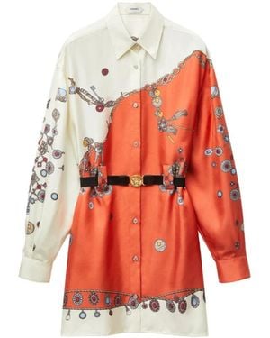 Versace Zijden Twill Mini-Jurk Met Print - Rood