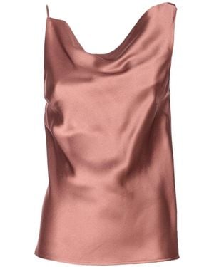 Alysi Tops ,Roze ,Satijn Top Liquid Satin Asimmetrico