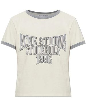 Acne Studios Tops ,Wit ,Katoen Katoenen T-Shirt Met Print