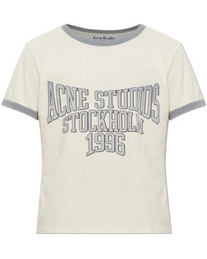 Acne Studios Tops ,Wit ,Katoen Katoenen T-Shirt Met Print