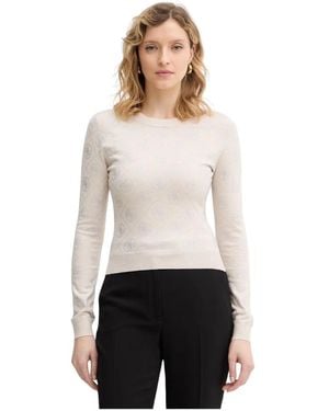 Guess Truien & Vesten ,Wol Rhinestone Logo Sweater - Wit
