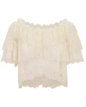 LoveShackFancy Vienne Lace Ruffle Top - Natur