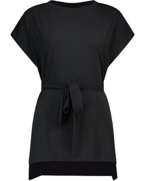 Kaos Overhemden ,Zwart ,Oversized Jersey Blouse Met Strikceintuur