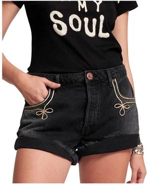 One Teaspoon Korte Broeken ,Zwart ,Katoen Bandits Mid Waist Shorts