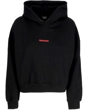 Propaganda Schwarzer Croptop Hoodie Mit Rippen