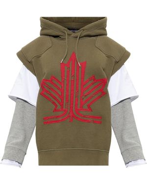 DSquared² Katoenen Hoodie Vest Met Applicatie - Groen