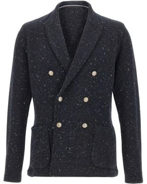 Eleventy Dubbelrijige Gebreide Blazer - Blauw