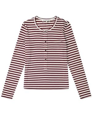 Munthe Gestreiftes T-Shirt Mit Knopfverschluss - Rot