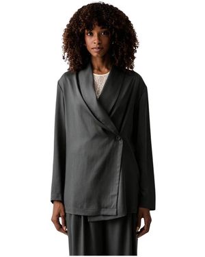 Twinset Jassen ,Grijs ,Satijn Satijnen Blazer - Zwart