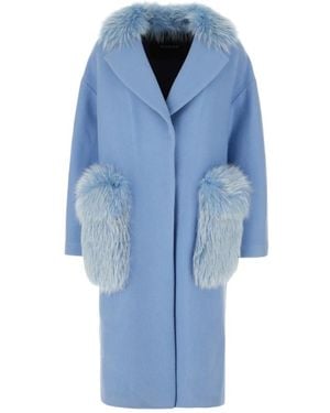 Blancha Single-Breasted Coats - Blue