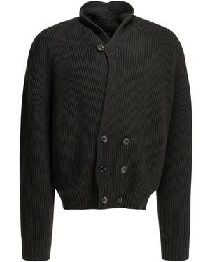 Tom Ford Rippstrick-Schalkragen-Cardigan Mit Doppelreihiger Knopfleiste - Schwarz
