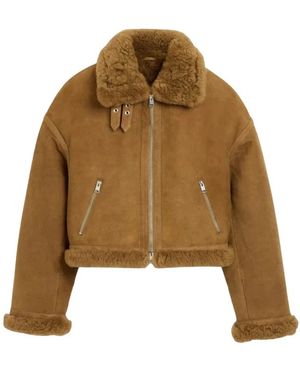 Ami Paris Jassen ,Bruin ,Katoen Aviator Shearling Jacket