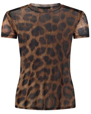 Philipp Plein Tops ,Bruin ,T-Shirt Pure Leopard