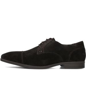 Stefano Lauran Schoenen ,Bruin ,Suède Bruine Suède Veterschoenen Met Gesp - Zwart
