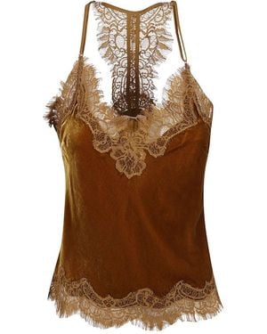 Gold Hawk Sleeveless Tops - Brown