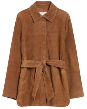 iBlues Jassen ,Bruin ,Leer Gaspare Overhemdjas