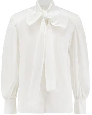 ACTUALEE Katoenen Blouse Met Gepofte Schouders - Wit