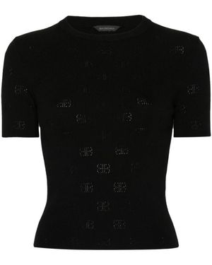 Balenciaga Round-Neck Knitwear - Black