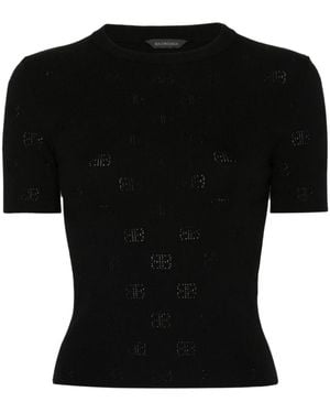Balenciaga Round-Neck Knitwear - Black