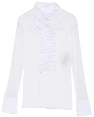 D.exterior Overhemden ,Wit ,Blouse Met Ruches En Lange Mouwen