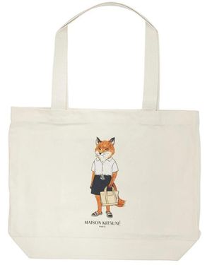 Maison Kitsuné Dressed Fox Tote - Wit