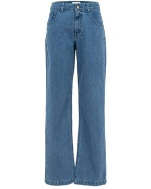 MVP WARDROBE Vintage wash denim palazzo hose - Blau