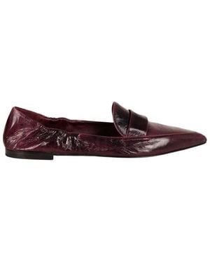 Pomme D'or Schoenen ,Rood ,Leer Loafers Met Puntige Neus - Bruin