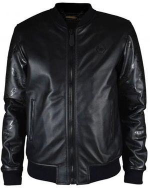 Philipp Plein Jassen ,Zwart ,Leer Bomberjack
