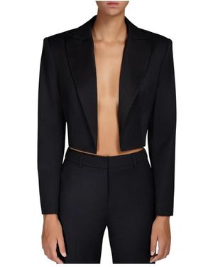 Doris S Jassen ,Zwart ,Zwarte Bolero Jas Elegante Minimalistische Stijl