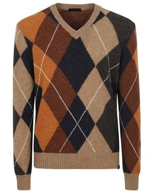Fay V-Neck Knitwear - Brown