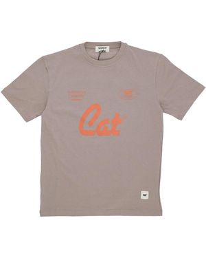 Caterpillar Tops ,Grijs ,Katoen Grijze Chateau Tee Met Geborduurd Logo