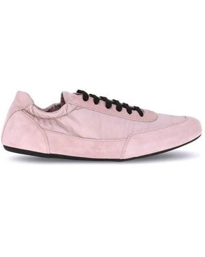 Prada Iconische Logo Sneakers Met Suède Details - Roze